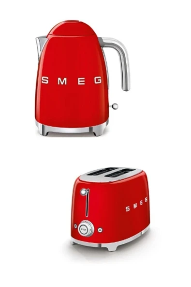 50's Style Retro Kırmızı Kettle Ve 2x1 Ekmek Kızartma Makinesi Seti Klf03-tsf01rdeu ürün görseli 1