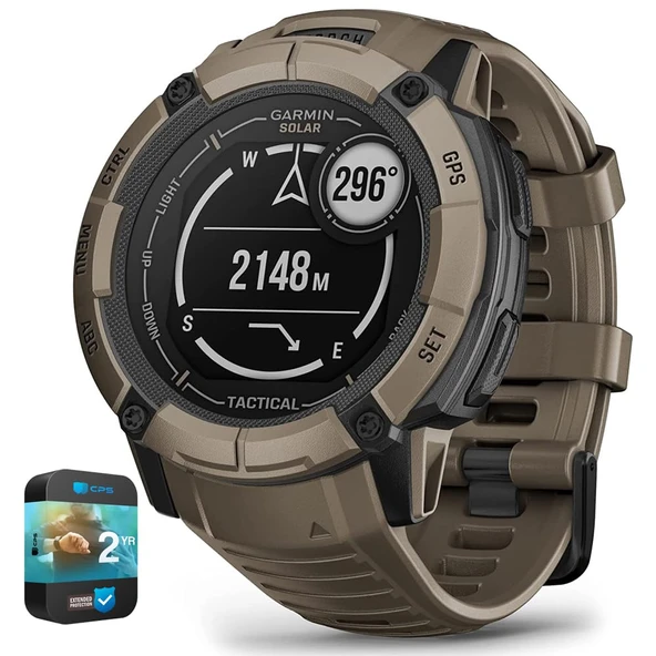 Garmin 010-02805-12 Instinct 2X Solar Rugged GPS Smartwatch Taktik Baskı Coyote Tan Sche ile 2 YR CPS Geliştirilmiş Koruma Paketi ürün görseli 1