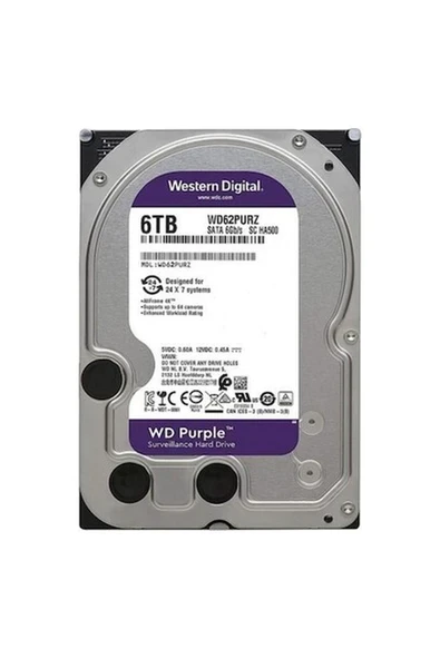 Wd Purple 3,5'' 6tb 64MB 5400RPM WD62PURZ ürün görseli 1