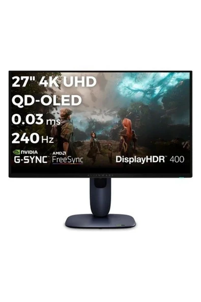Dell Alienware AW2725Q 27 3840X2160 UHD 240Hz 0.03 Ms HDMI Dp Type-C True Black 400 Freesync Qd-Oled Gaming Monitor ürün görseli 1