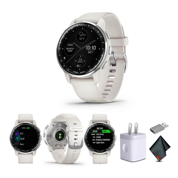 Garmin D2 Air X10 Aviator GPS Akıllı Saat, Çağrı, Mesaj, Sağlık, Wellness ve Havacılık Hava Durumu Özellikleri (Fildişi) + USB Duvar Şarj Cihazı + Mikrofiber Temiz... ürün görseli 1