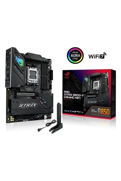 Asus Rog Strıx B850-F Gamıng Wıfı Amd B850 Am5 Ddr5 8000 Dp HDMI 4x M2 Usb3.2 Gen 2x2 Wifi 7 + Bt Aura Rgb 2.5gbit Lan Atx ürün görseli 1