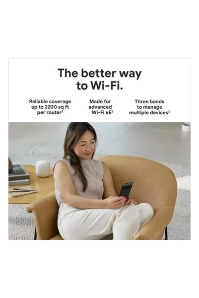 Google Nest Pro Wifi 6e Sistem 1 Paket Beyaz ürün görseli 1