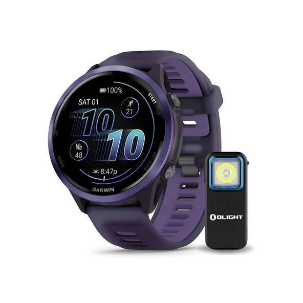 Garmin Forerunner 570-47mm Indigo alüminyum with Imperial Mor/Indigo Band Sche with Pirelli Clip-On Flashlight (2 Elements) ürün görseli 1