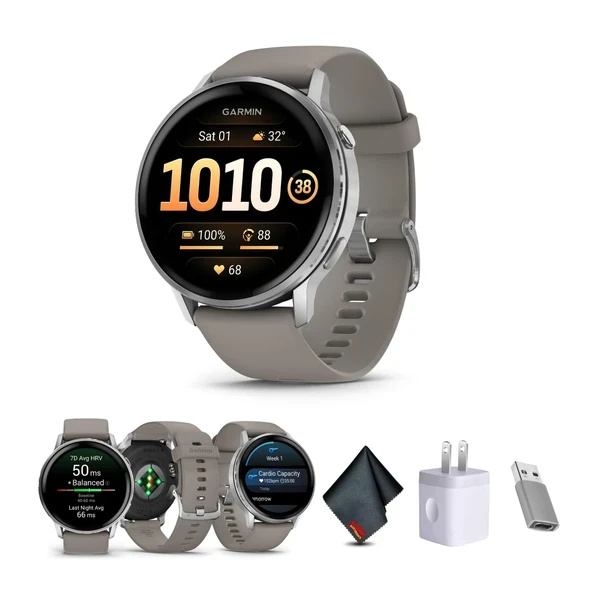 Garmin Venu 4, 45 mm, Gelişmiş Fitness Takipçisi GPS Akıllı Saat, 1,4" AMOLED Ekran, Dahili El Feneri, 12 Günlük Pil Ömrü, Gümüş Grili... ürün görseli 1