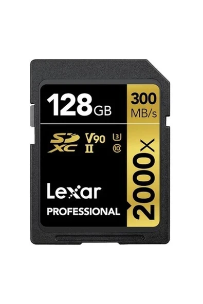 Professional 2000X Sd Kart 128 Gb, Sdxc Uhs-Iı Hafıza Kartı, 300 Mb/sn'ye Kadar Okuma, 260 Mb/sn Yazma, Sınıf 10, U3, V90 Sdxc Kart Dslr Için, Full-Hd Sinema Kalitesinde 8k Video Kameralar ürün görseli 1