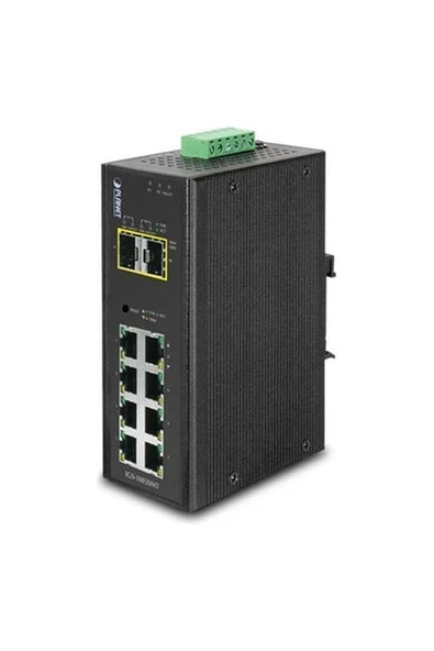 Planet PL-IGS-10020MT 8 Port 10/100 2 Port Sfp Endüstriyel Tip Yönetilebilir Switch ürün görseli 1