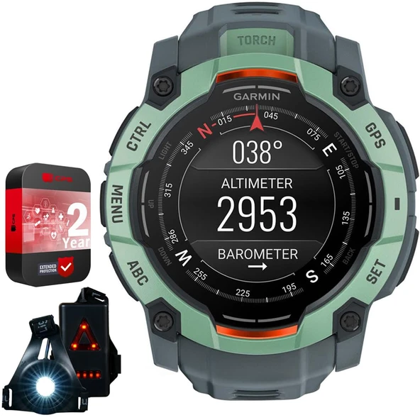 Garmin Instinct 3 50mm Açık GPS Smartwatch, AMOLED, Neo Tropic with Twilight Band 010-03020 Sche with 2 YR CPS Geliştirilmiş Koruma Paketi & Deco Essentials Wearable Safety Light ürün görseli 1