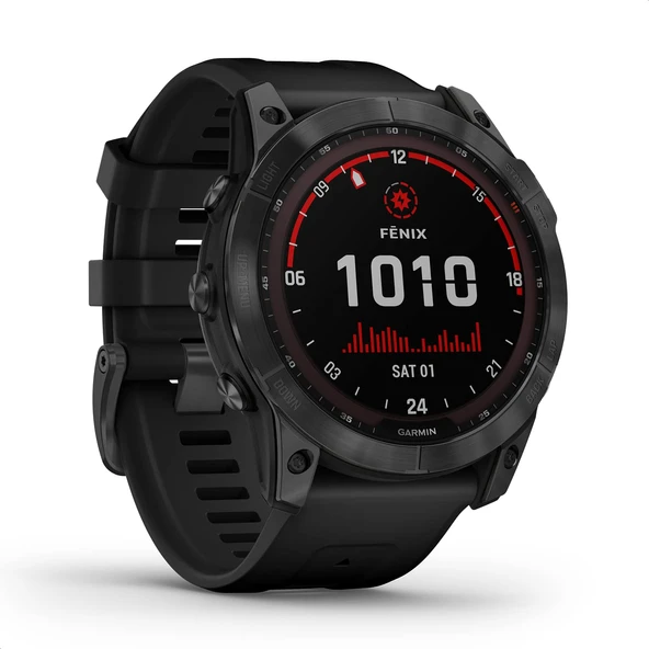 QuickFit saat kayışı 26 mm siyah ile Garmin Fenix ​​​​7X Solar Akıllı Saat ürün görseli 1