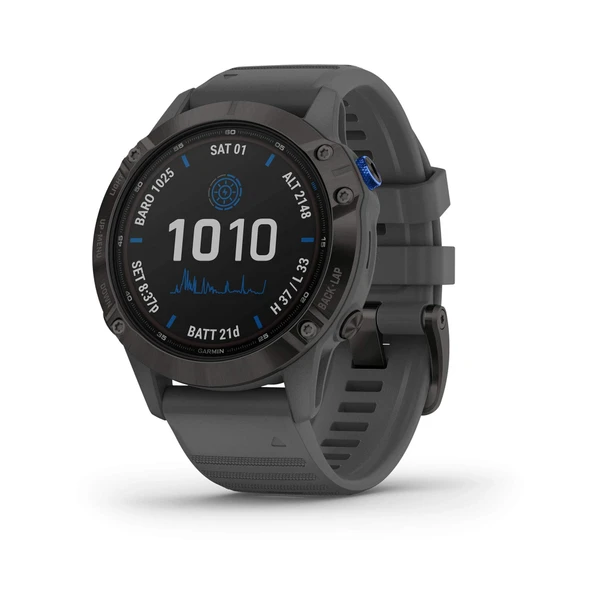 Garmin Fenix 6 Pro Solar (GPS,1.4 inç) Solar-Powered Multisport, Advanced Education Özellikler ve Data, Black with Slate Gray Band ürün görseli 1