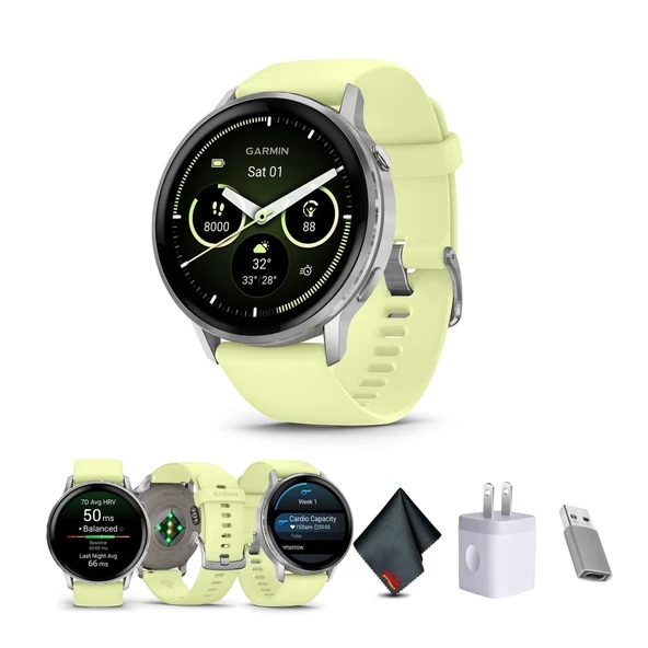 Garmin Venu 4, 45 mm, Gelişmiş Fitness Takipçisi GPS Akıllı Saat, 1,4" AMOLED Ekran, Dahili El Feneri, 12 Günlük Pil Ömrü, Citron Si ile Gümüş... ürün görseli 1