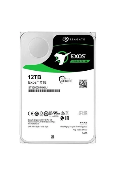 12TB EXOS ST12000NM001J 256MB 7200RPM SATA-3 GÜVENLİK VE NAS DİSKİ (DISTI GARANTILI) ürün görseli 1