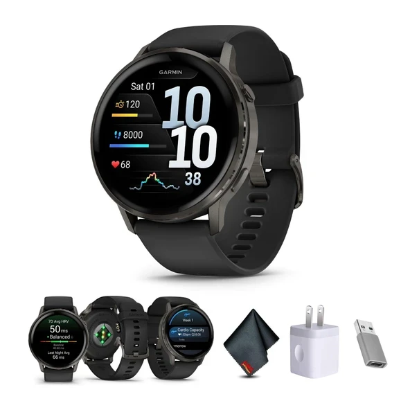 Garmin Venu 4, 45 mm, Gelişmiş Fitness Takipçisi GPS Akıllı Saat, 1,4" AMOLED Ekran, Dahili El Feneri, 12 Günlük Pil Ömrü, Siyah Silili Slate... ürün görseli 1
