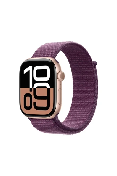 Watch Series 10 GPS + Cellular 42mm Roze Altın Sarısı Alüminyum Kasa + Plum Spor Loop ürün görseli 1