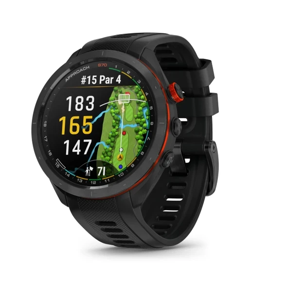 Garmin Approach S70-47 mm Siyah Silikon Bantlı Siyah Seramik Çerçeve ürün görseli 1