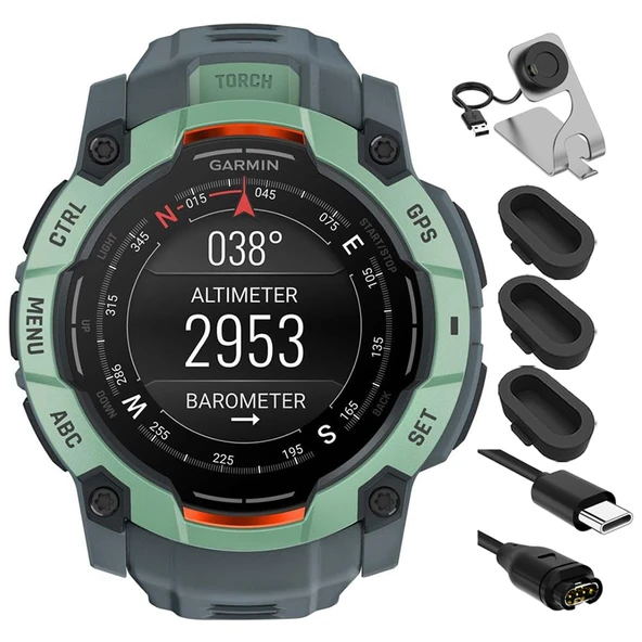 Garmin 010-03020-01 Instinct 3-50 mm Açık GPS Smartwatch AMOLED Neo Tropic with Twilight Band Sche with Şarj Dock, Dust Cover 3 Pack and USB Type C Şarj ve You Cable ürün görseli 1