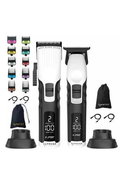 Supreme Trimmer Beyaz 2spee Trimmer & Clipper Seti | Sessiz | LCD Ekranlı | Ergonomik ürün görseli 1
