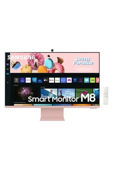 Samsung M8 LS32BM80PUUXUF 32" UHD (Type-C, Wifi, Bluetooth) Dahili Kameralı Yükseklik Ayarlı Smart Monitor (Gün Batımı Pembesi) ürün görseli 1