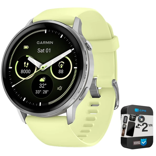 Garmin 010-03014-02 Venu 4, 45 mm Sağlık ve Fitness GPS Smartwatch, Citron Silikon Band Sche ile 2 YR CPS Geliştirilmiş Koruma Paketi ile Gümüş ürün görseli 1