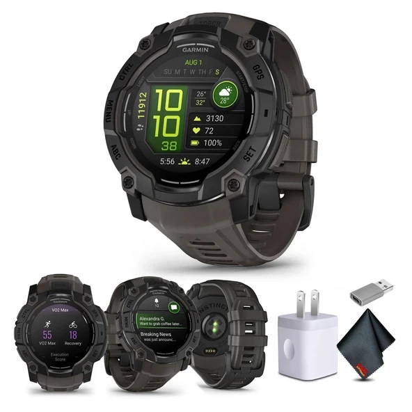 Garmin Instinct 3 50mm, AMOLED, Dış Mekan GPS Akıllı Saat, 7/24 Sağlık İzleme, 24 Gün Pil Ömrü, Dahili El Feneri, Kömür (010-03020-00) ... ürün görseli 1