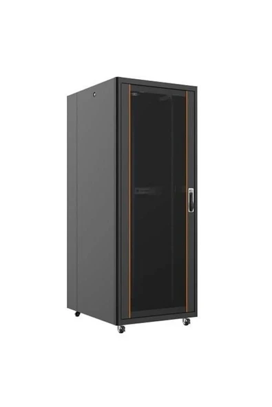 42U 800x1000mm Dikili Tip Siyah Kabinet Vega AG-VB42U8010S1 Cam Kapak ürün görseli 1