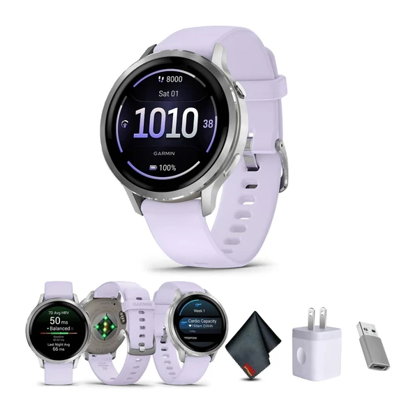 Garmin Venu 4, 41 mm, Gelişmiş Fitness Takipçisi GPS Akıllı Saat, 1,2" AMOLED Ekran, Dahili El Feneri, 10 Günlük Pil Ömrü, Periwinkle Gümüş... ürün görseli 1