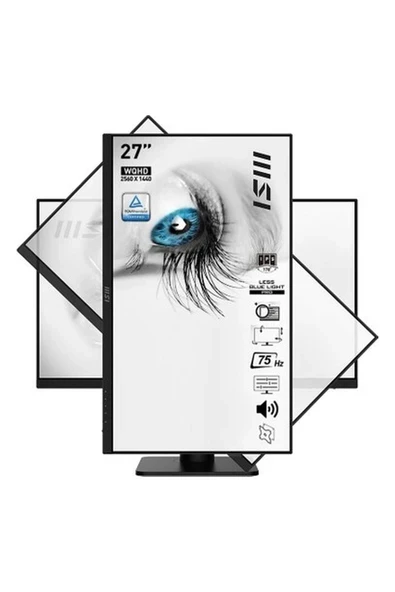 MSI 27" PRO MP273QP 2560x1440 (WQHD) 16:9 FLAT IPS 75HZ 1MS FREESYNC PIVOT MONITOR ürün görseli 1