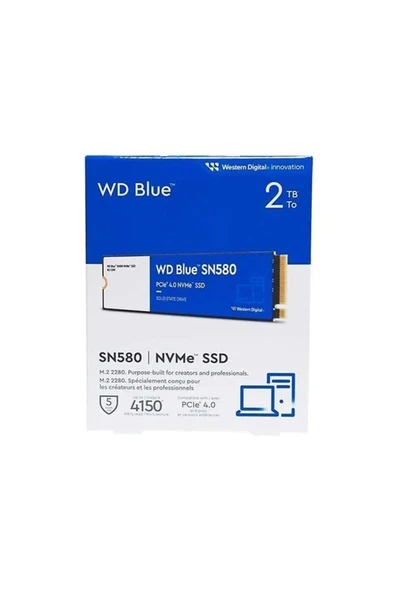 WD Blue SN580, WDS200T3B0E, 2TB, 4150/4150, Gen4, NVMe PCIe M.2 2280, SSD ürün görseli 1