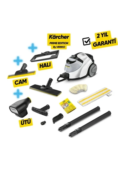 SC 5 Easyfix Iron Plug Prime Paket Buharlı Temizlik Makinesi Cam Halı ve Dikey Ütü Aparatı - Beyaz ürün görseli 1