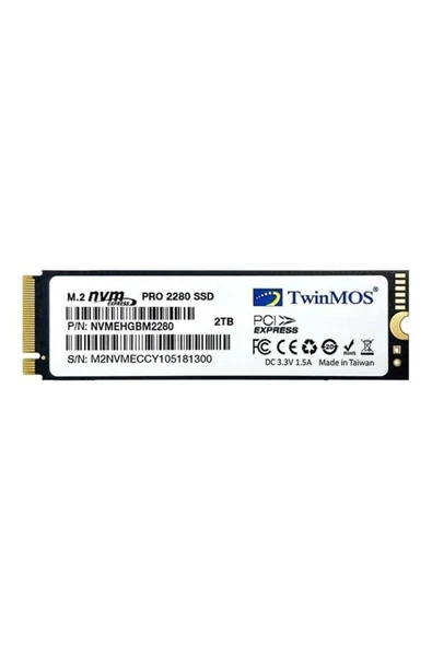 TWINMOS 2TB NVMe2TB2280AP 3500- 3080MB/s M2 PCIe NVMe Gen3 Disk ürün görseli 1