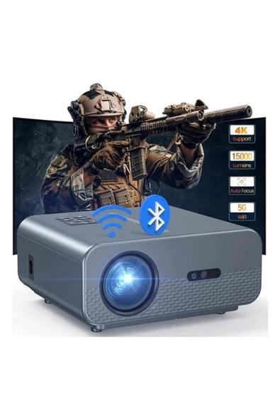 Happrun Wifi ve Bluetooth Projektör, 15000LUX Taşınabilir Açık Hava Projektörü 4K ürün görseli 1