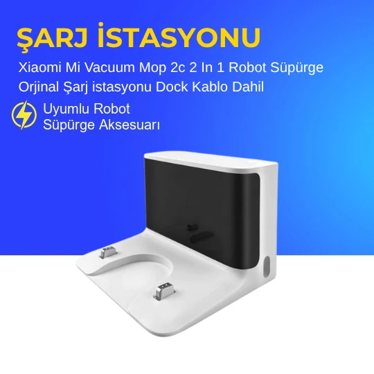 Xiaomi Mi Vacuum Mop 2c 2 In 1 Robot Süpürge Orjinal Şarj istasyonu Dock Kablo Dahil ürün görseli 1