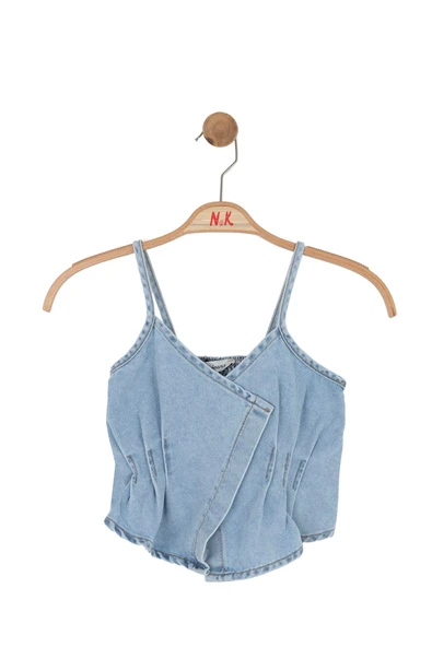 Kız Çocuk Önü Düğmeli Crop NK-31700 ürün görseli 1