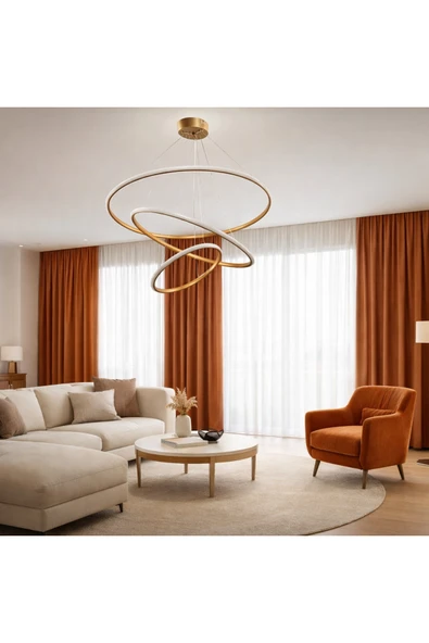 KAFKAS TARÇIN Modern LED Sarkıt Avize 3 Halkalı Tasarım ürün görseli 1