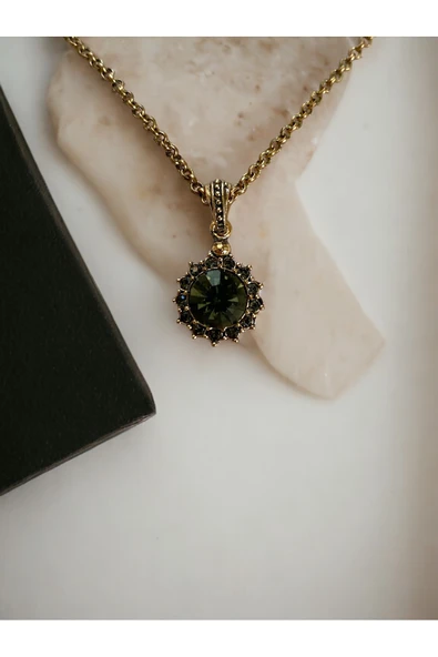 Black Diamond Kristal Taşlı Güneş Figür Kolye ürün görseli 1