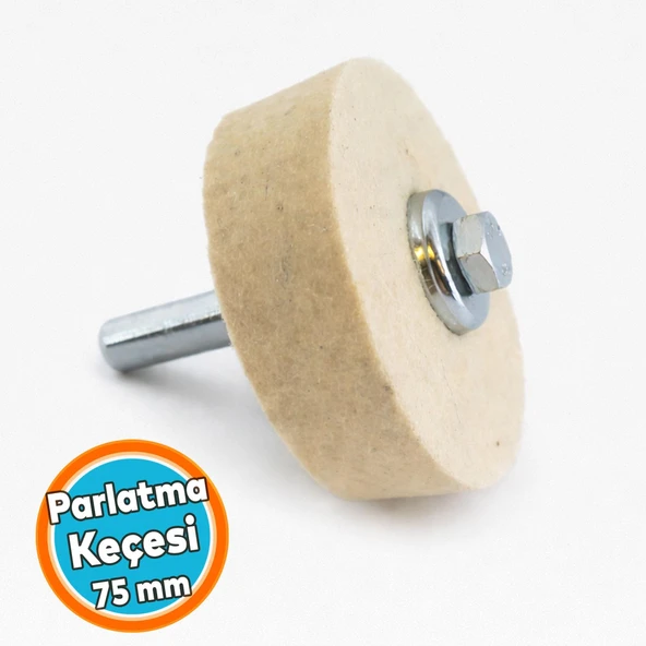 Parlatma Keçesi 75 mm Matkap Uyumlu Civatalı Somunlu 1 Adet Set Metal Pasta Cila Ucu Aparatı ürün görseli 1