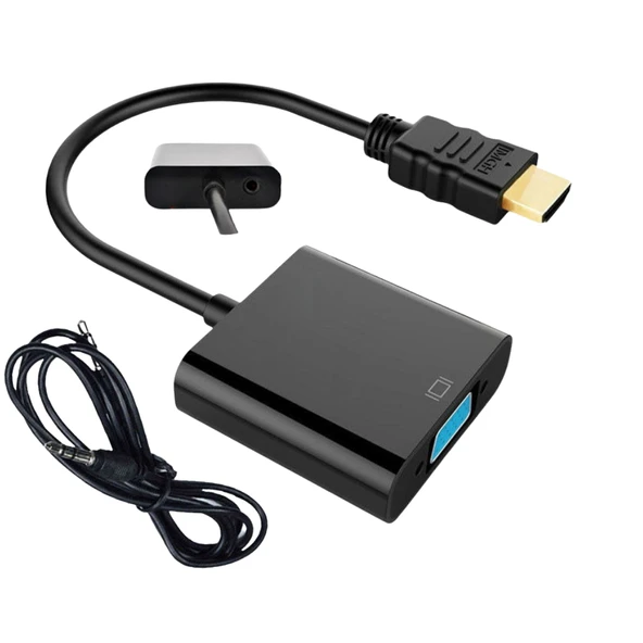 Gabble HDMI to VGA Çevirici 1080P | 3.5mm Ses Çıkışlı | HDMI Erkek VGA Dişi ürün görseli 1