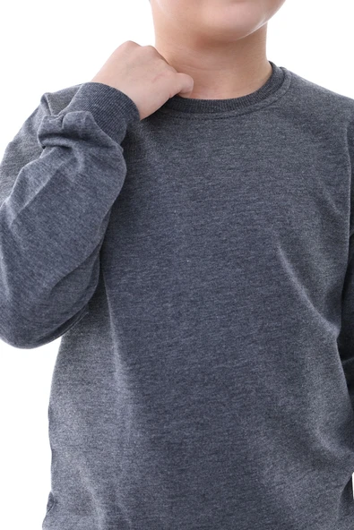 Basic Bisiklet Yaka Şardonlu Çocuk Sweatshirt 3-12 Yaş - Resim 6