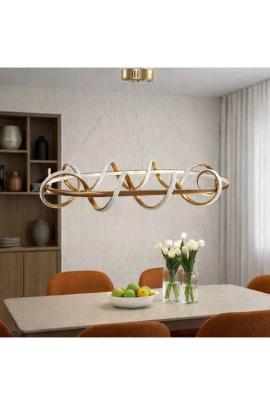 KAFKAS Wave bronz tarçın Modern LED Sarkıt Avize yemek masası tasarım ürün görseli 1