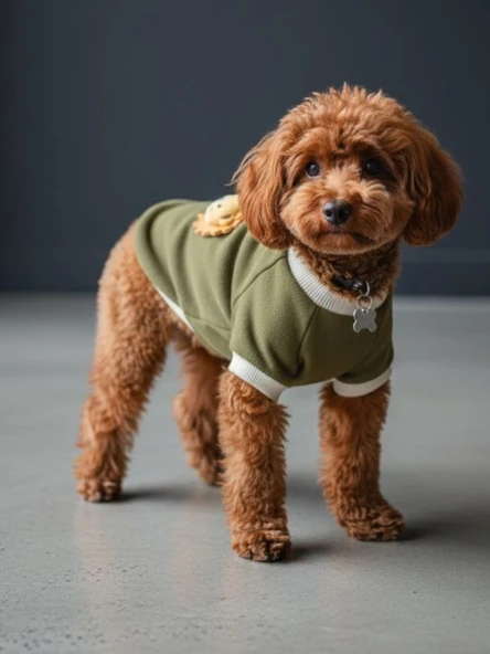 Minik Aslan Köpek Sweatshirt – Haki - Resim 9
