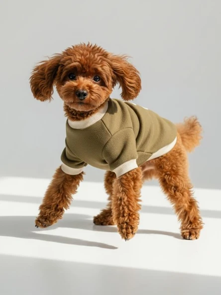 Minik Aslan Köpek Sweatshirt – Haki - Resim 4
