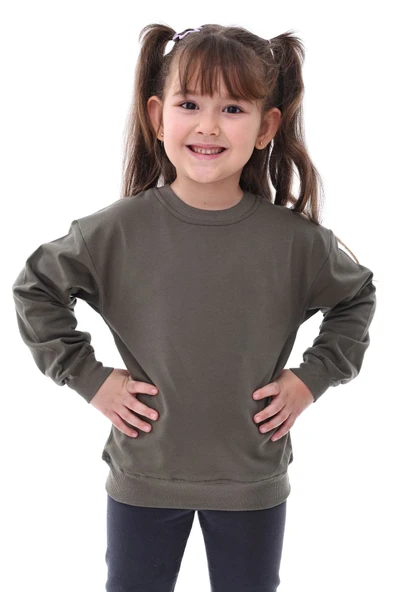 Basic Bisiklet Yaka Şardonlu Çocuk Sweatshirt 3-12 Yaş - Resim 3