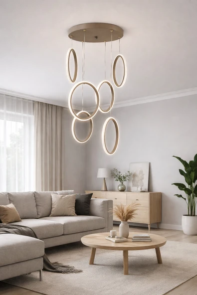 KAFKAS cappuccino 6lı sarkıt modern LED avize ürün görseli 1