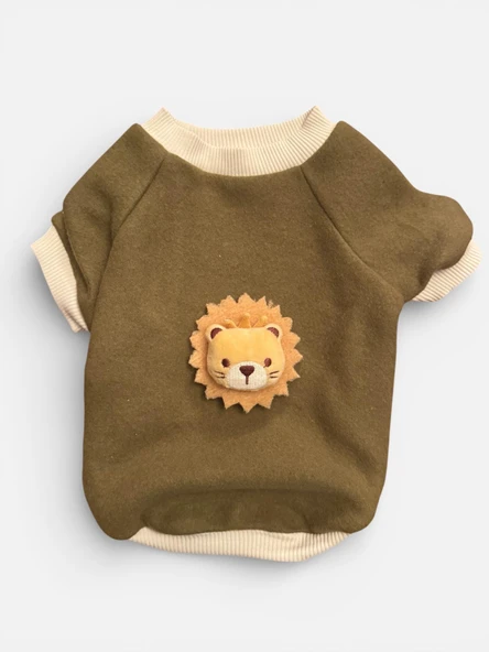 Minik Aslan Köpek Sweatshirt – Haki - Resim 2
