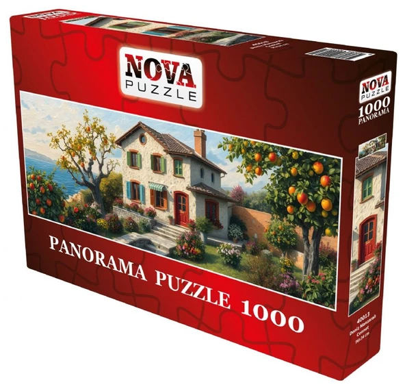Nova Puzzle 1000 Parça Deniz Manzaralı Cennet Panorama Puzzle - Meyve Bahçeli Ev ürün görseli 1