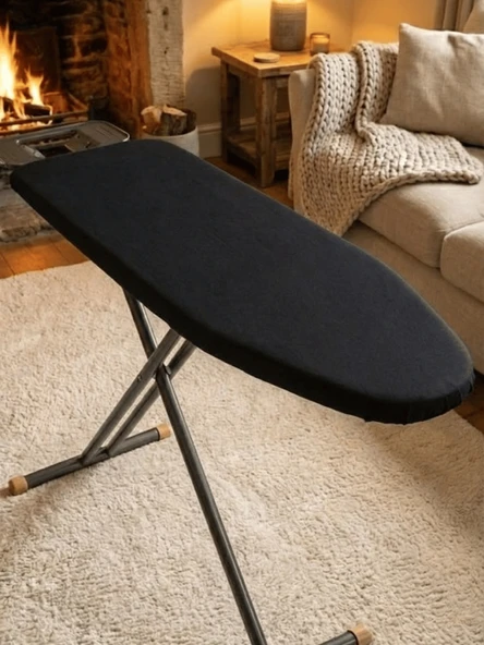 Beylini Ütü Masası Kılıfı Lastikli Keçeli Yanmaz Ütü Masası Örtüsü Bezi Siyah 55x135 CM ürün görseli 1