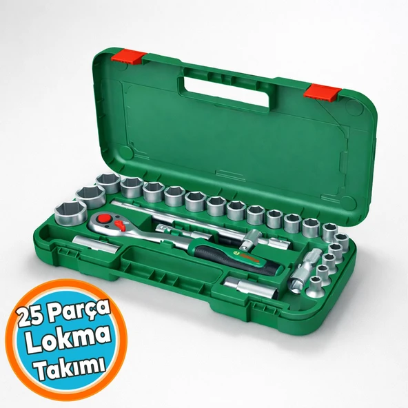 25 Parça T Kolu Seti Lokma Takımı Cırcırlı 1/2 Somun Sıkma Dayanıklı Çelik El Aletleri ürün görseli 1