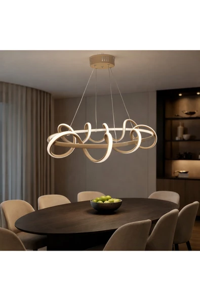 KAFKAS Wave cappuccino Lineer LED Avize Modern Yemek Masası & Salon Sarkıt ürün görseli 1