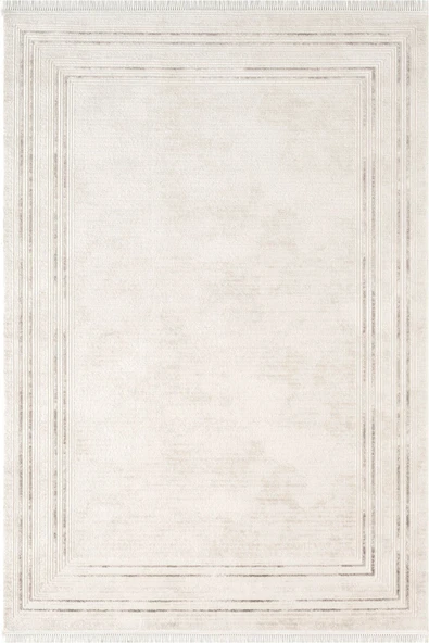 Look Classıc LK001W Çerçeveli Krem Gri Klasik Desen Akrilik Dokuma Taban Tozuaz Oturma Odası Halısı 160 X 230 KREM-GRI ürün görseli 1