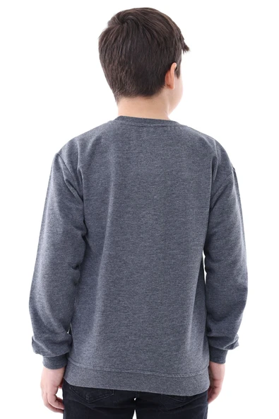 Basic Bisiklet Yaka Şardonlu Çocuk Sweatshirt 3-12 Yaş - Resim 5